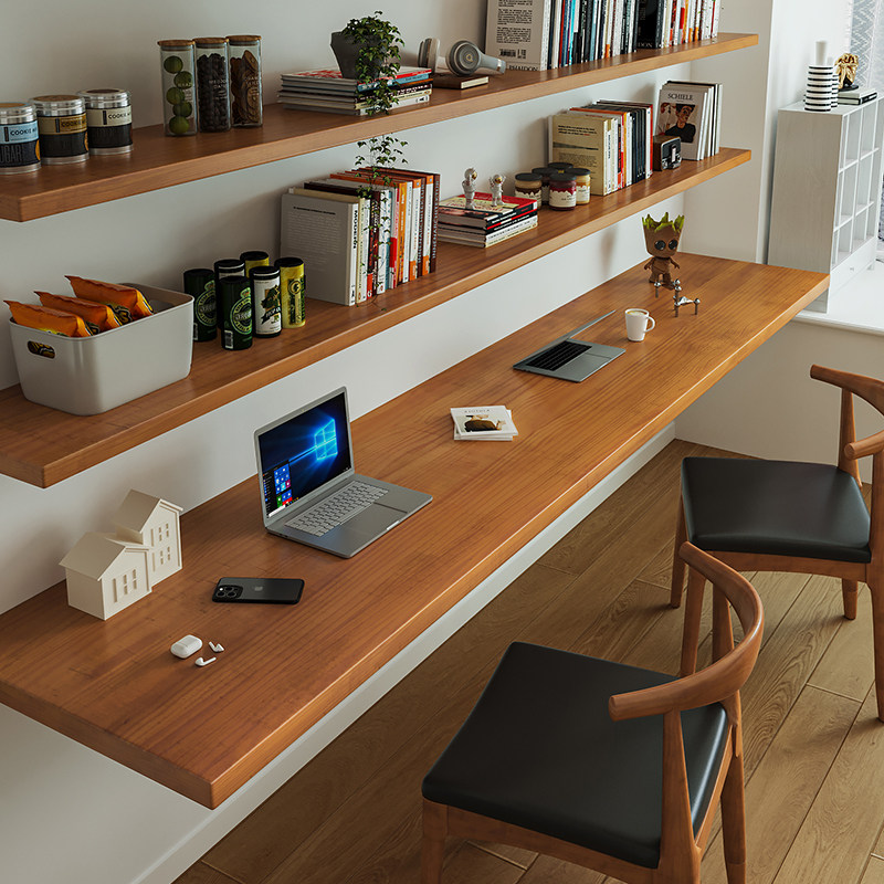Bedroom Furniture - 北欧風無垢材デスク 本棚付き モダンデザイン 壁掛け式コンピューターデスク 寝室学習家具 مكتب