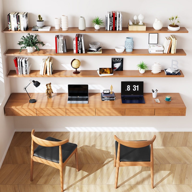 Bedroom Furniture - 北欧クリエイティブ無垢材コンピューターデスクモダンな寝室フローティング壁掛けデスク寝室家庭用家具ビューローフロータントFYFD
