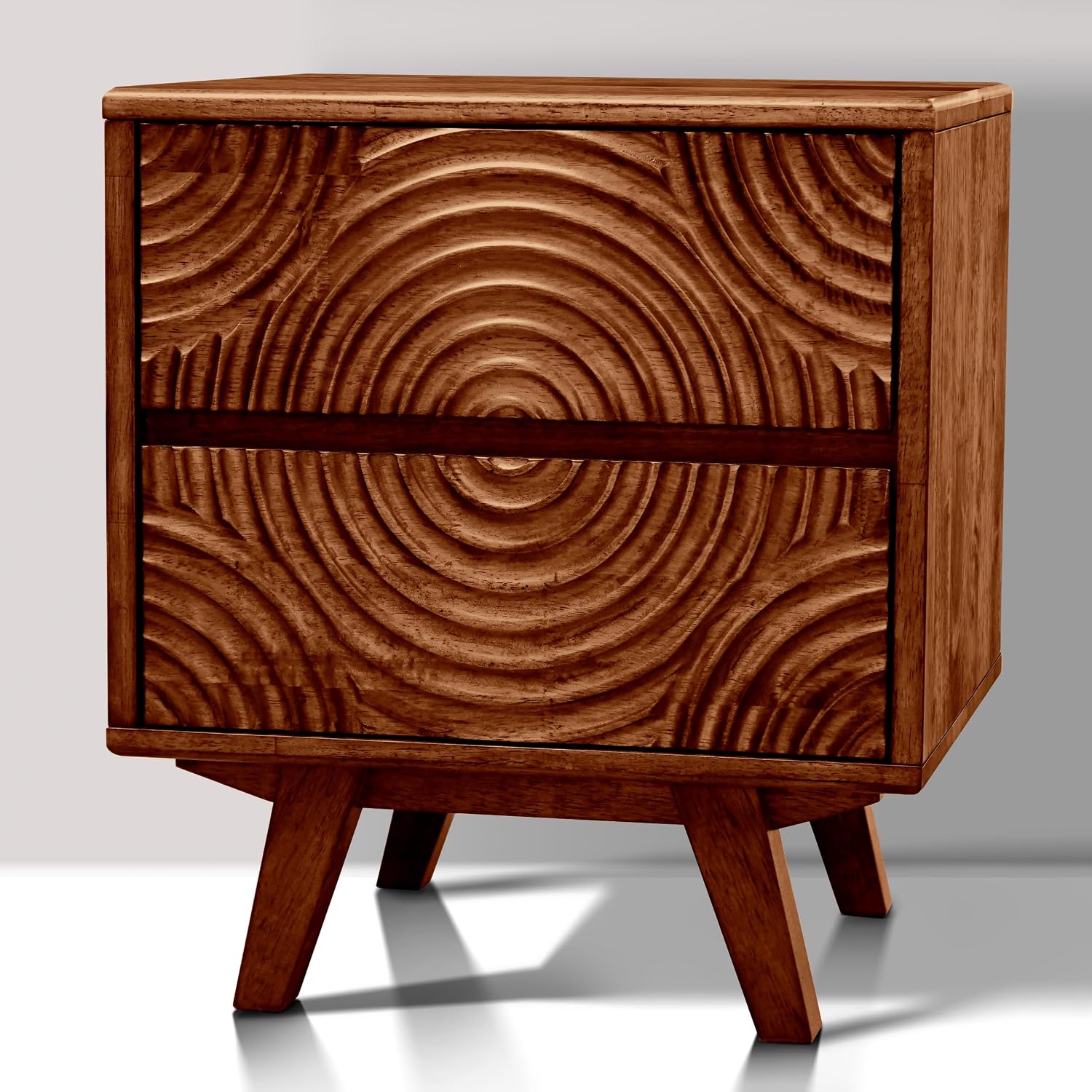 Solid Wood Nightstand 2 Drawers - アカシア無垢材製ナイトスタンド（引き出し2つ付き）、ウォールナット材のベッドサイドテーブル（寝室用）、カスタマイズ可能