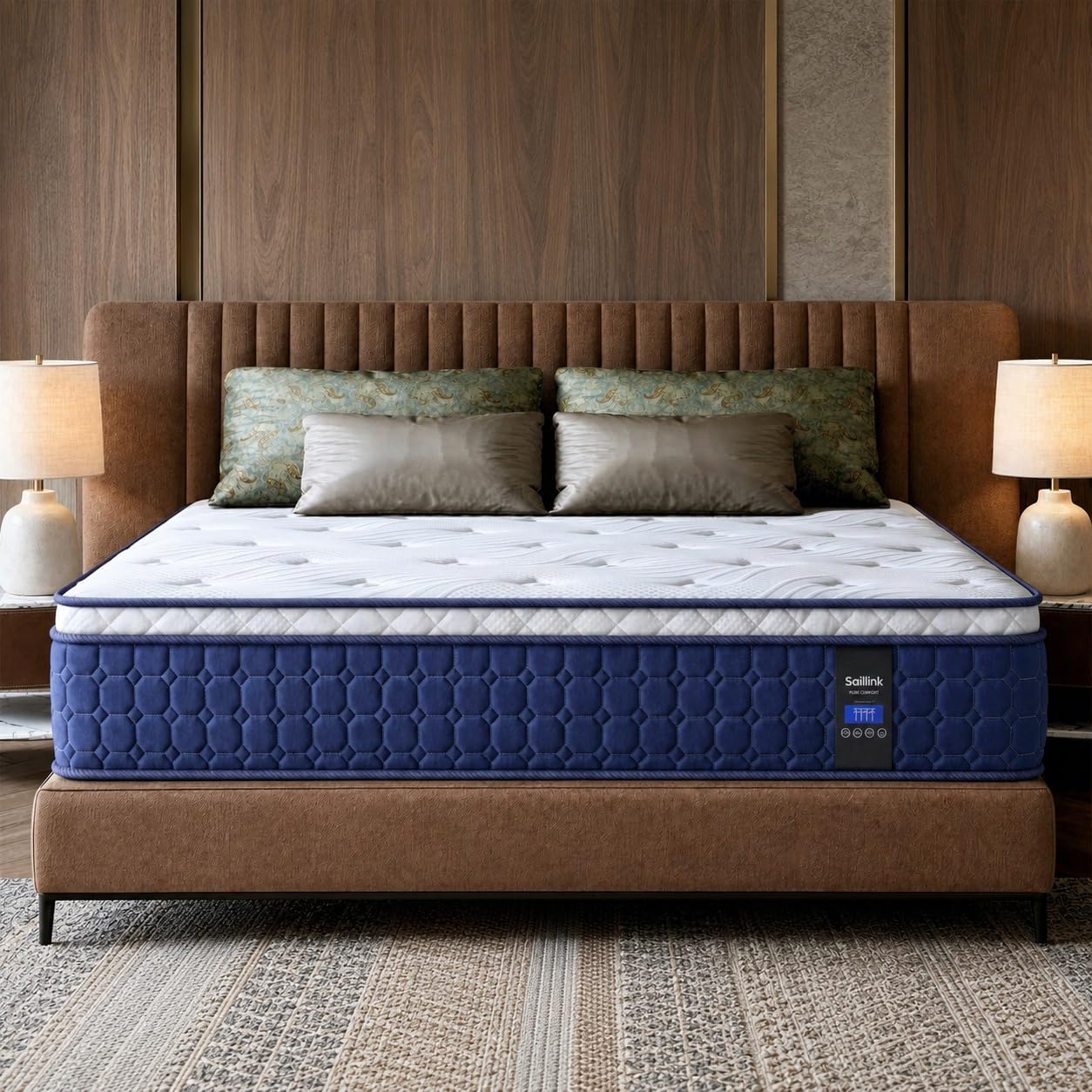 Memory Foam Mattress In A Box Queen - クイーンサイズのマットレス、14インチのハイブリッドマットレス（箱入り）、適度な硬さのジェル入りメモリーフォームと個別ポケットコイルを使用、衝撃吸収性に優れています。