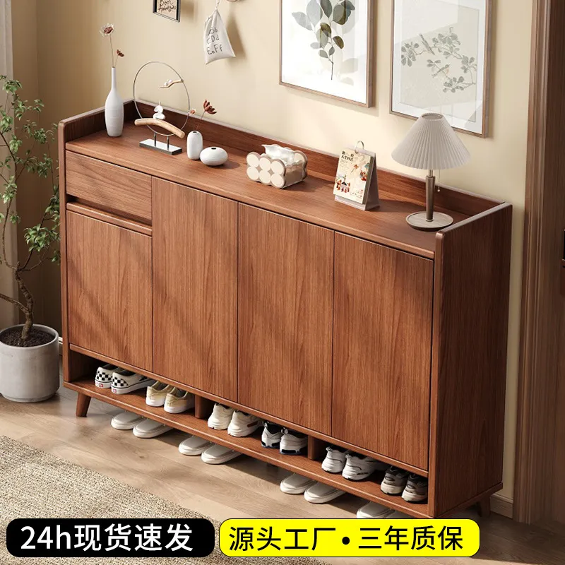 Shoe Rack Cabinet Narrow Entryway - 無垢材靴箱 狭い廊下収納 大容量 家庭用玄関ドアラックオーガナイザー