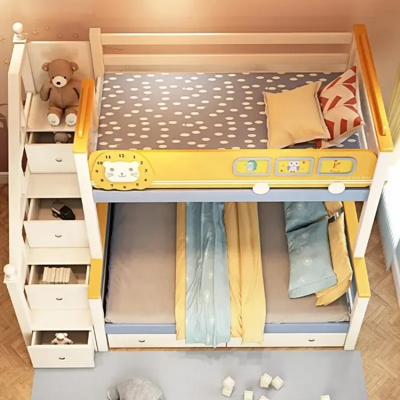 子供部屋用木製ロフトベッド、子供用木製二段ベッド、滑り台と階 - Bunk Bed With Stairs And Slide のレビューと価格