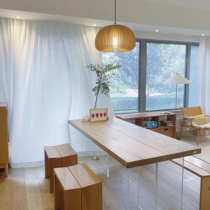 北欧無垢材アクリルフローティングテーブルモダンシンプルスタデ - Office Furniture のレビューと価格
