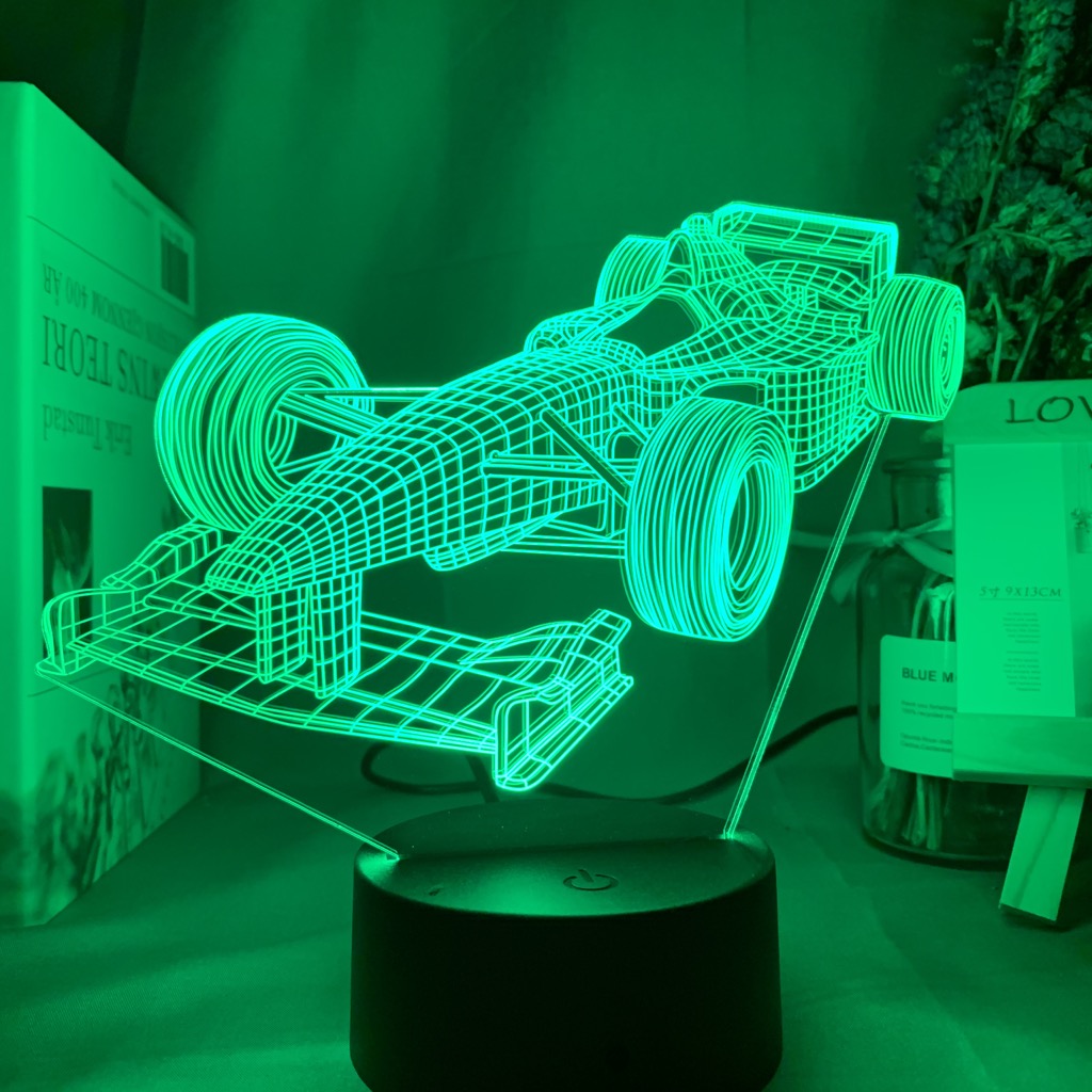 F1フォーミュラ1レーシングカー3D錯覚LEDナイトライト子 - Floating Nightstand With Led Light のレビューと価格