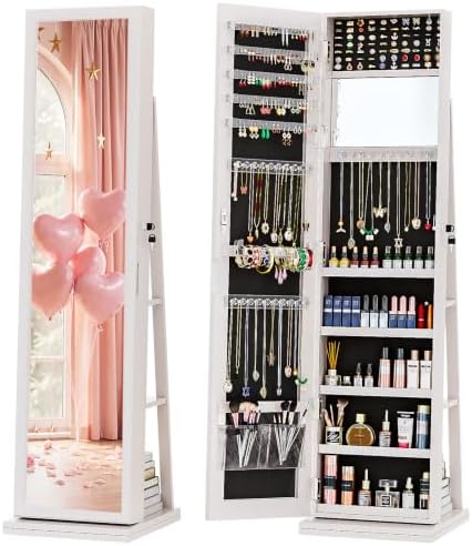 4-in-1 ジュエリーキャビネット ジュエリーアルモア ロ - Full Length Mirror Jewelry Armoire のレビューと価格