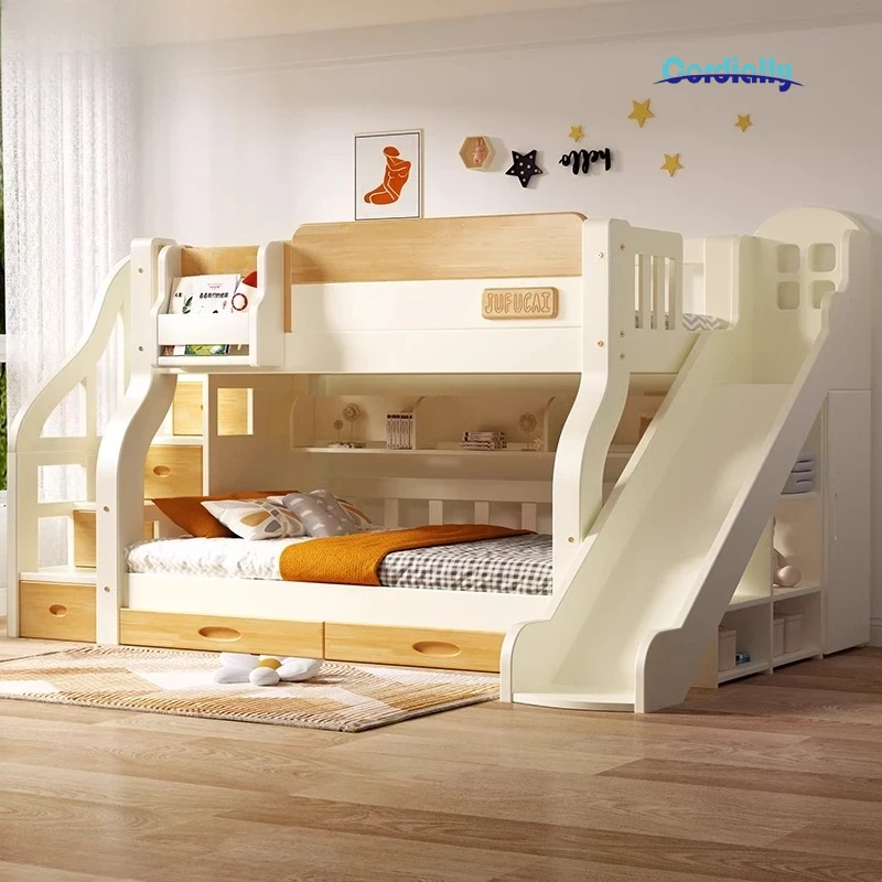 階段付きのロフトベッド、キングサイズ、引き出し収納付き、二段 - King Size Bed Frame With Storage Drawers のレビューと価格