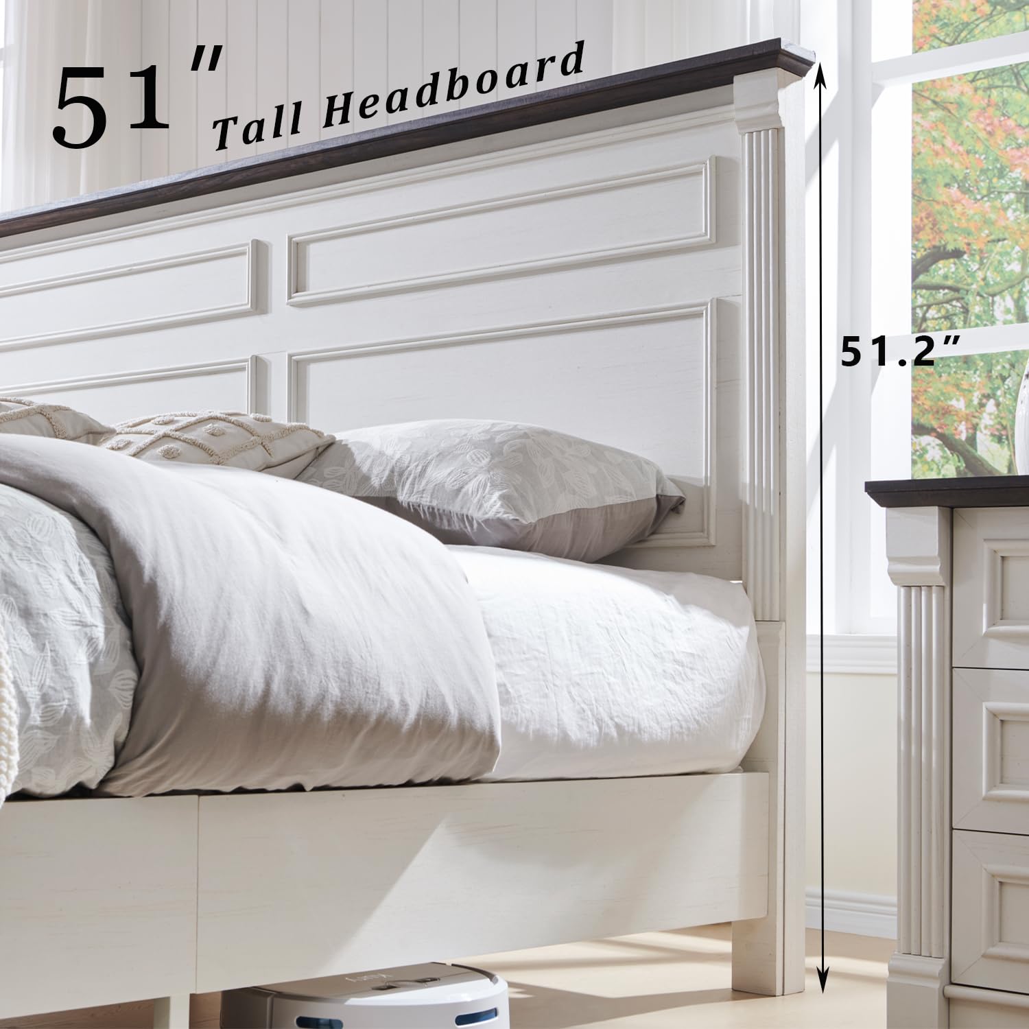 ファームハウス キングサイズベッドフレーム、高さ51インチの - King Size Bed Frame With Storage Drawers のレビューと価格