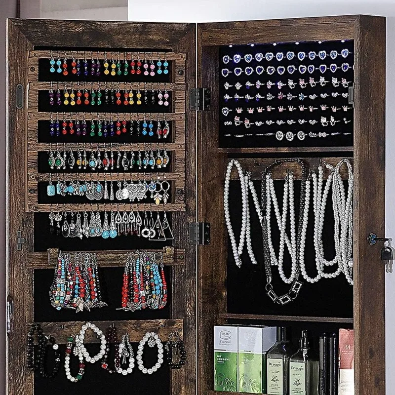 フルレングスミラー付きジュエリーキャビネット、6つのLEDラ - Full Length Mirror Jewelry Armoire のレビューと価格
