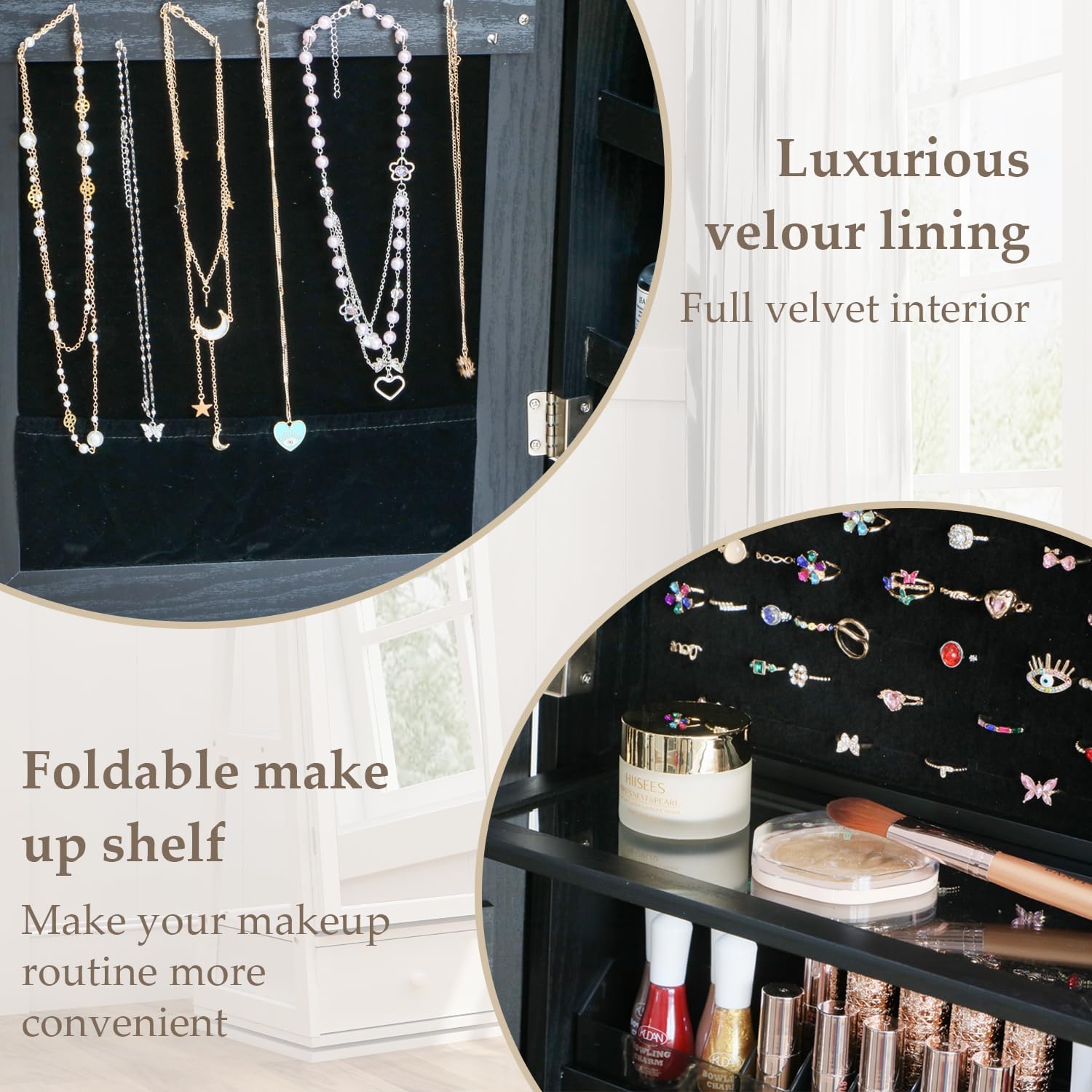 全身鏡付きジュエリーキャビネット、引き出し付き、鍵付き収納、 - Full Length Mirror Jewelry Armoire のレビューと価格