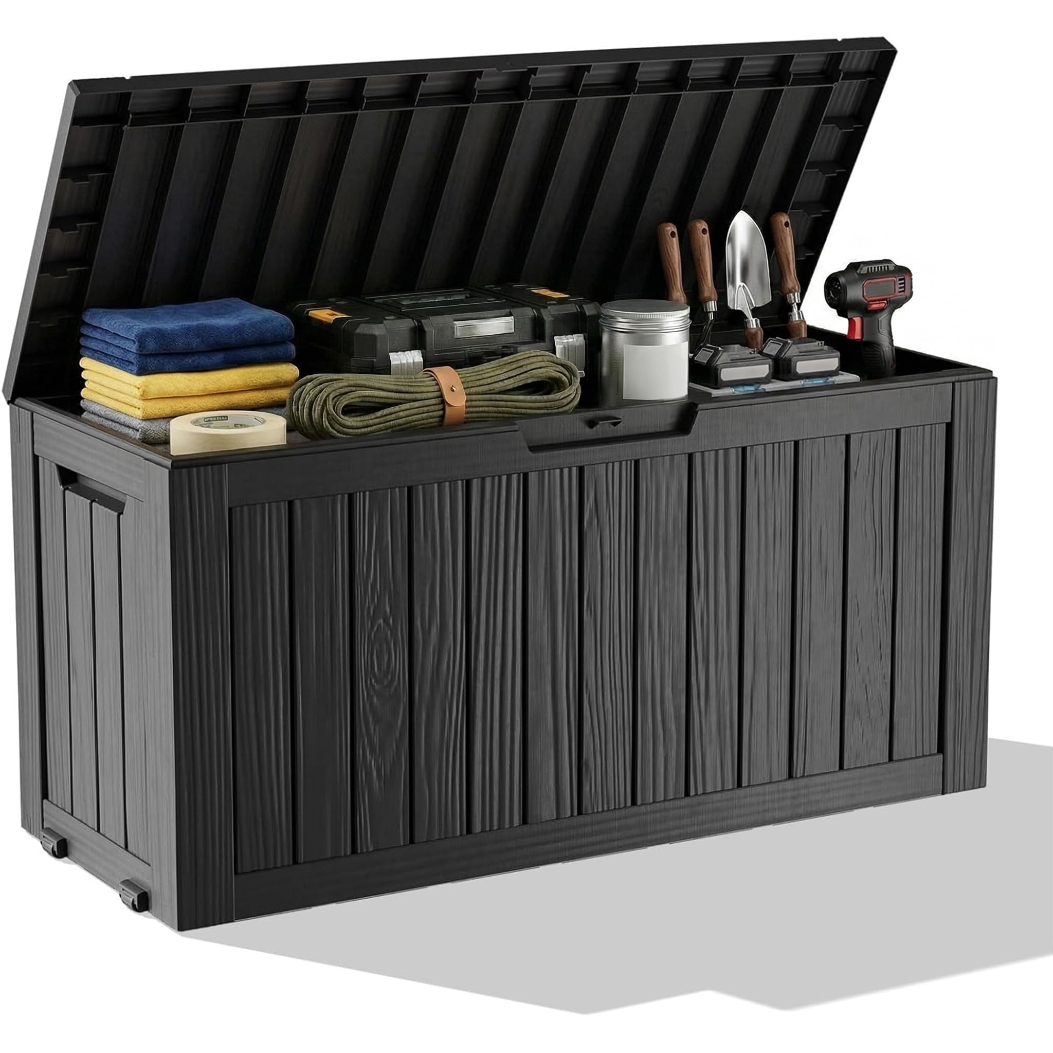 屋外用防水樹脂製収納デッキボックス、ロック可能な屋外ベンチ、 - Outdoor Furniture のレビューと価格