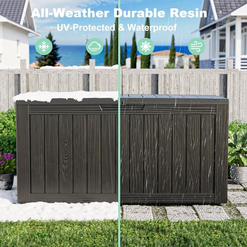 屋外用防水樹脂製収納デッキボックス、ロック可能な屋外ベンチ、 - Outdoor Furniture のレビューと価格
