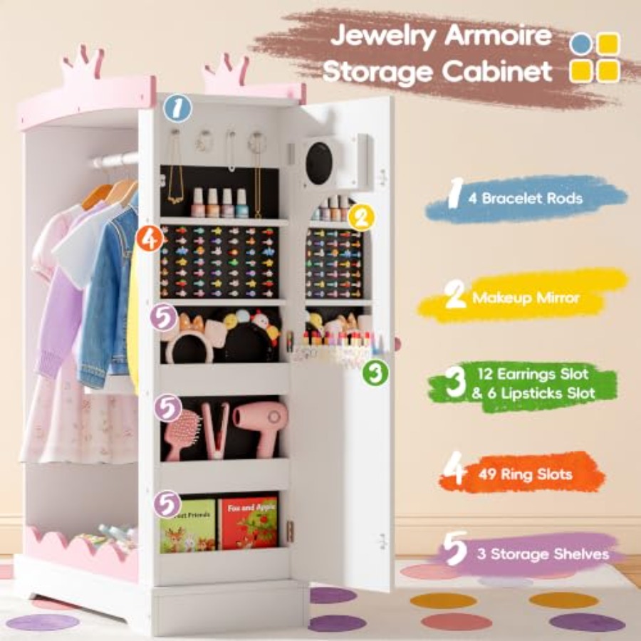 ライトアップ機能付きの全身鏡とジュエリーキャビネットが付いた - Full Length Mirror Jewelry Armoire のレビューと価格
