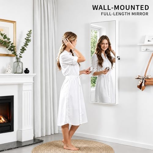 鍵付きジュエリーキャビネットオーガナイザー、全身鏡付き、6つ - Full Length Mirror Jewelry Armoire のレビューと価格