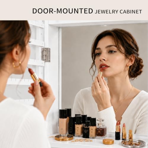 鍵付きジュエリーキャビネットオーガナイザー、全身鏡付き、6つ - Full Length Mirror Jewelry Armoire のレビューと価格