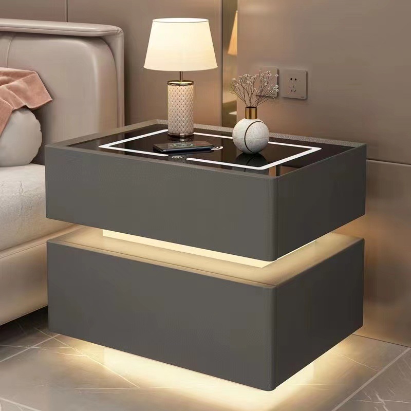 木製ベッドサイドテーブル,モダンスタイル,ワイヤレス充電,2 - Solid Wood Nightstand 2 Drawers のレビューと価格