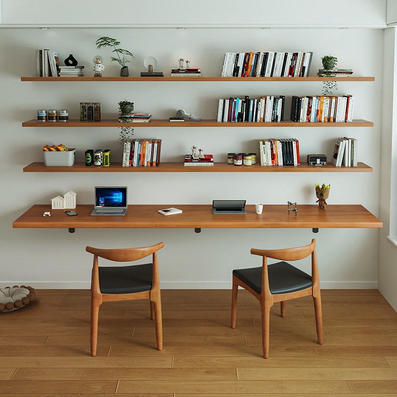 北欧風無垢材デスク 本棚付き モダンデザイン 壁掛け式コンピ - Bedroom Furniture のレビューと価格