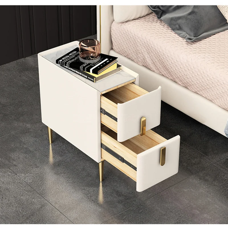 無垢材2段引き出しナローベッドサイドテーブル北欧スタイルフェ - Solid Wood Nightstand 2 Drawers のレビューと価格