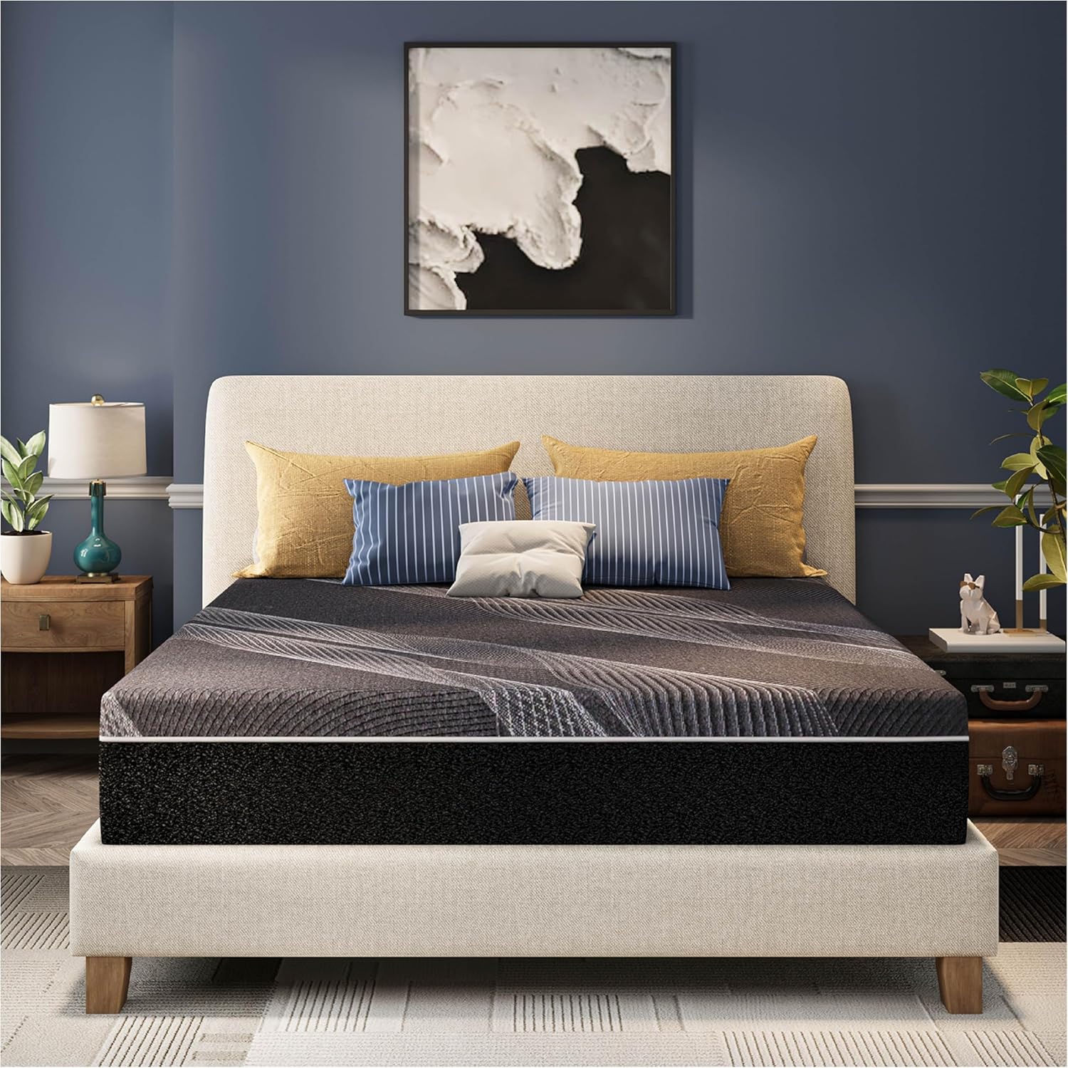 12インチクイーンマットレス、竹炭メモリーフォームマットレス - Memory Foam Mattress In A Box Queen のレビューと価格