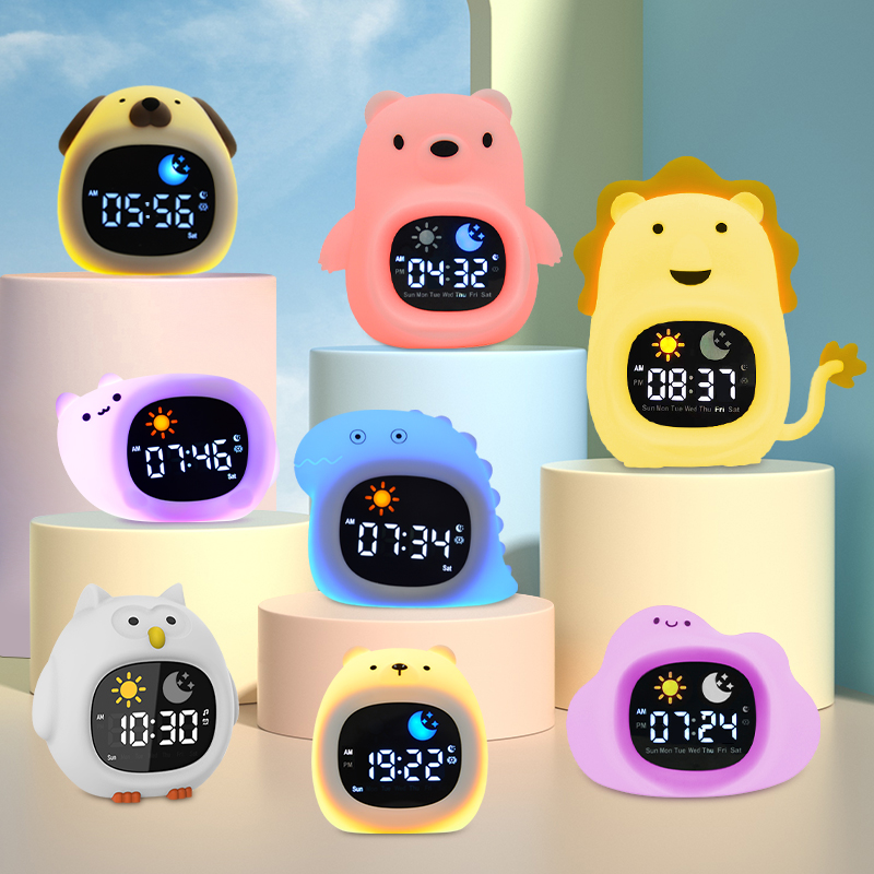 夜の光時計猫赤ちゃん睡眠トレーニングミュージカル目覚まし時計 - Floating Nightstand With Led Light のレビューと価格