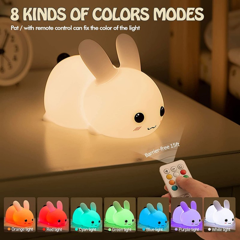 LED ウサギナイトライトリモコン調光可能な RGB 充電式 - Floating Nightstand With Led Light のレビューと価格
