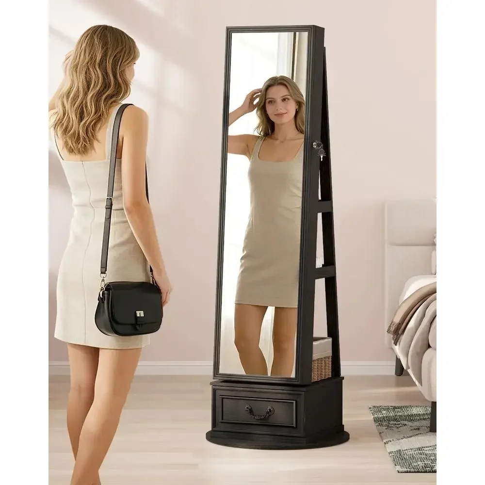 360 °   回転式の鍵付きジュエリー収納キャビネット。全 - Full Length Mirror Jewelry Armoire のレビューと価格
