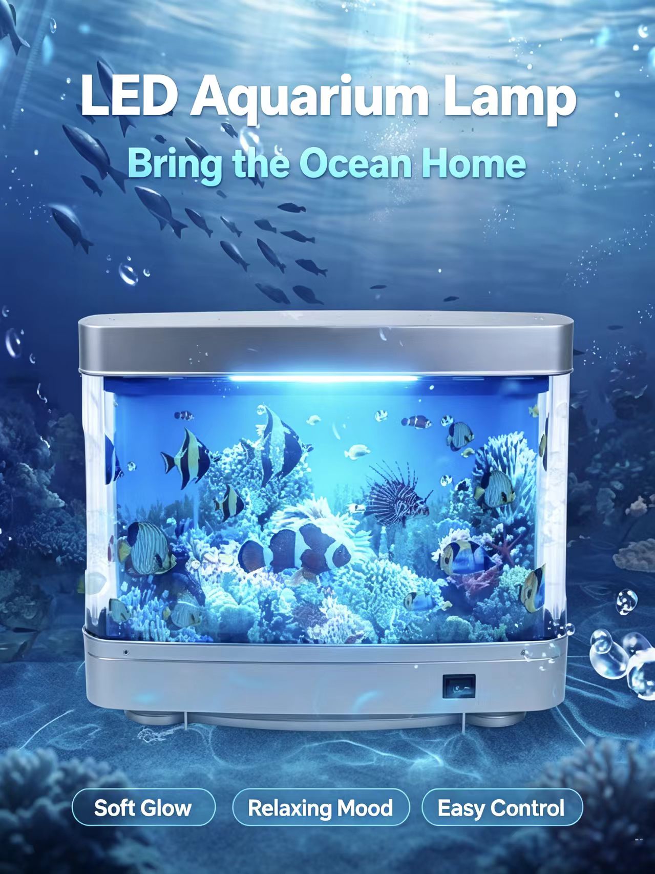 熱帯魚水槽ランプ 人工水槽装飾 バーチャルオーシャン ナイト - Floating Nightstand With Led Light のレビューと価格