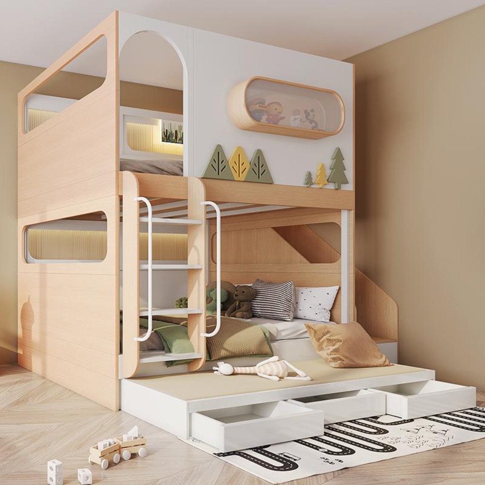 宇宙カプセル型ツリーハウス二段ベッド。スライドとボールプール - Bunk Bed With Stairs And Slide のレビューと価格