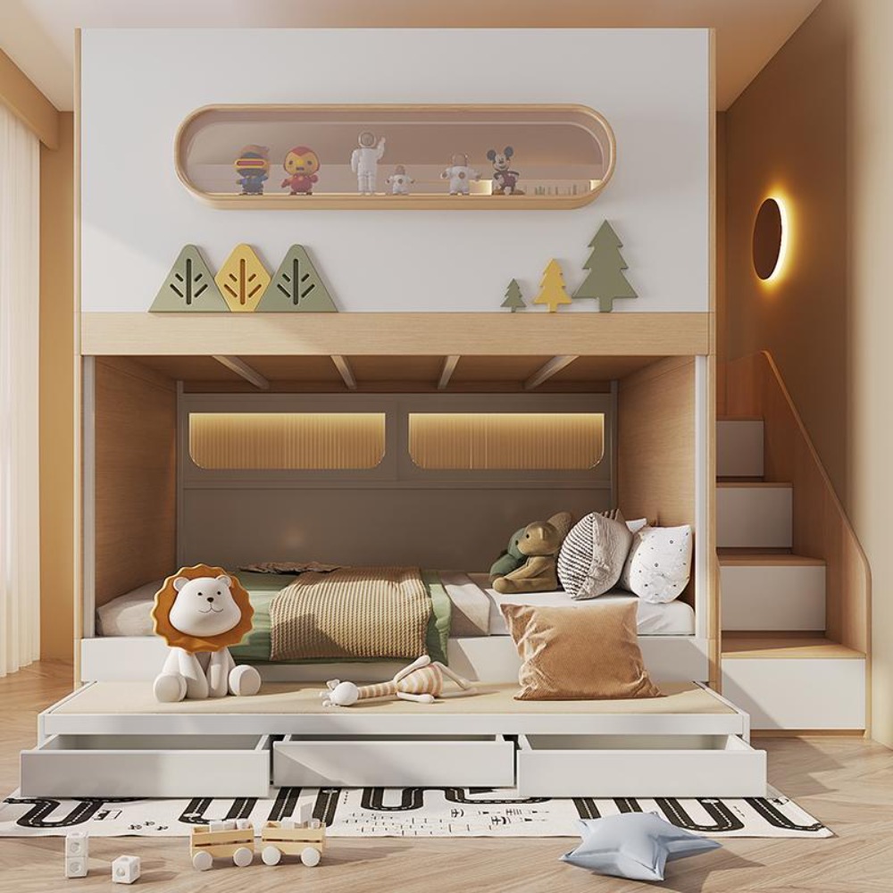 宇宙カプセル型ツリーハウス二段ベッド。スライドとボールプール - Bunk Bed With Stairs And Slide のレビューと価格