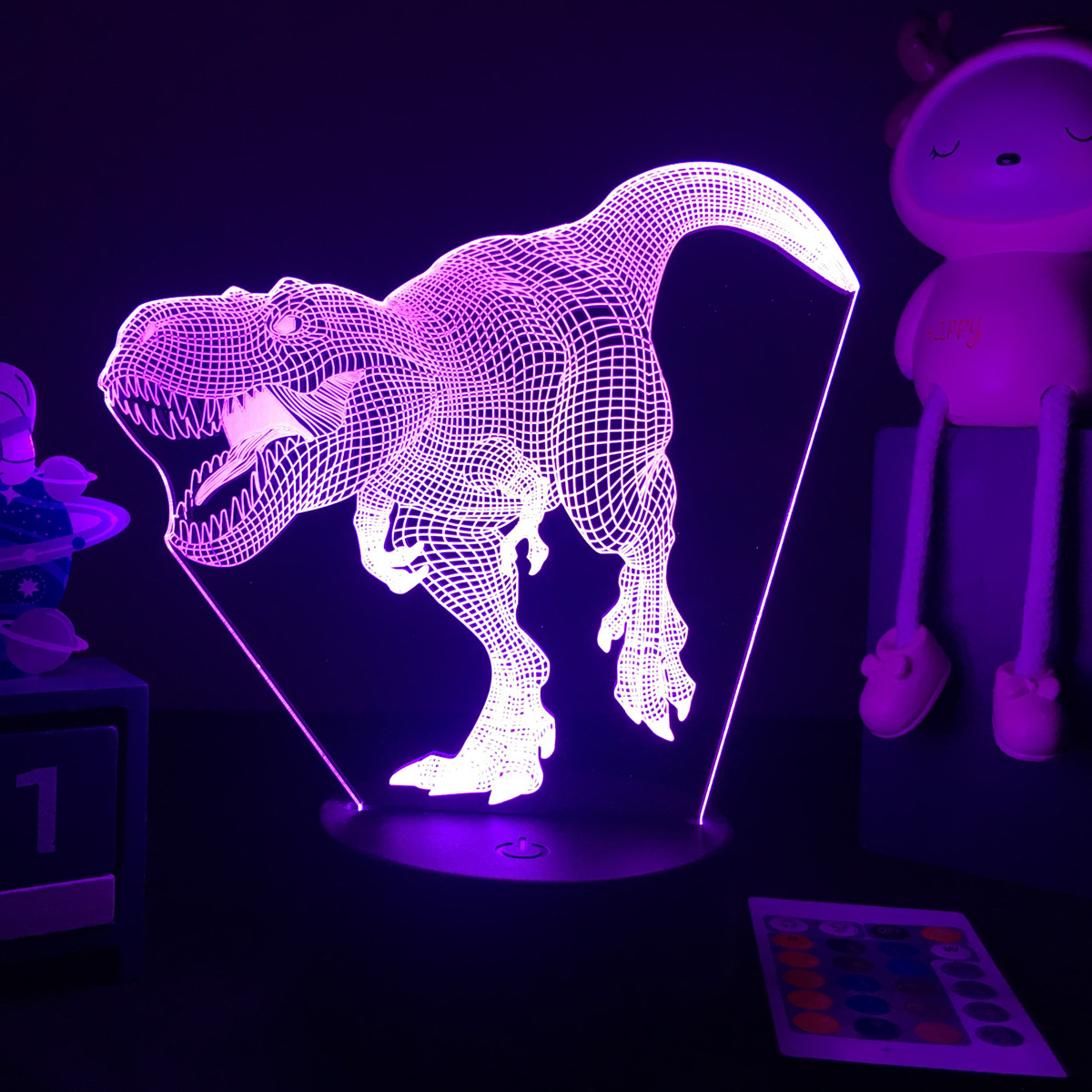 3D LED恐竜の常夜灯,装飾ライト,ベッドサイドテーブル, - Floating Nightstand With Led Light のレビューと価格