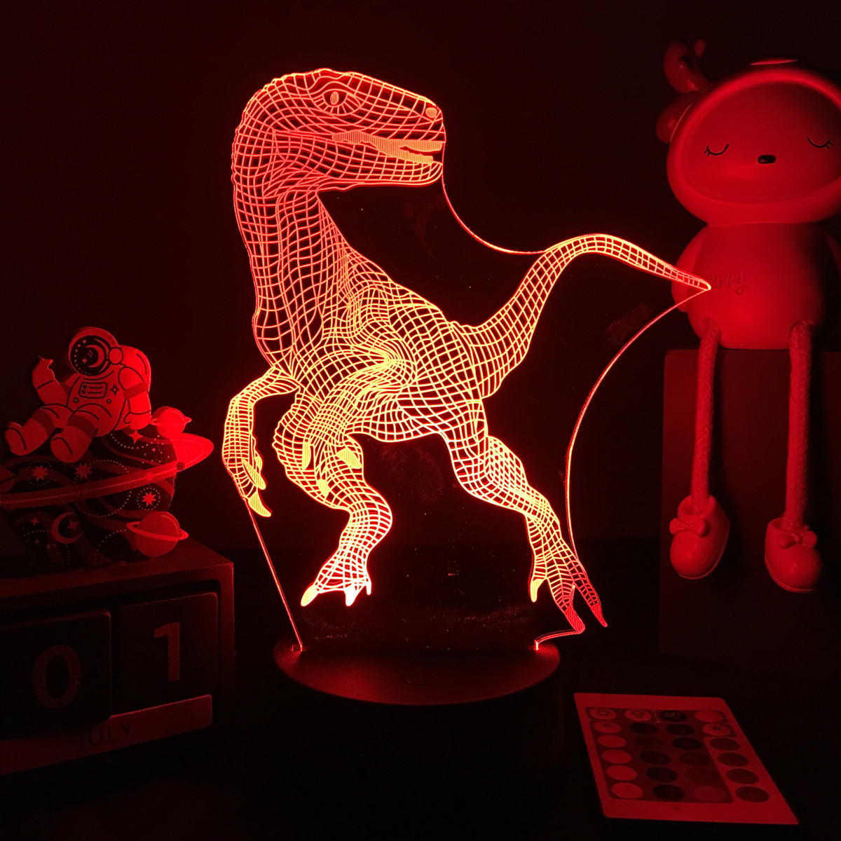 3D LED恐竜の常夜灯,装飾ライト,ベッドサイドテーブル, - Floating Nightstand With Led Light のレビューと価格