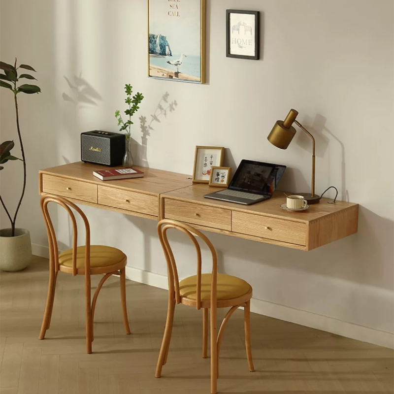 北欧デザイナーフローティングデスク無垢材コンピューターデスク - Bedroom Furniture のレビューと価格
