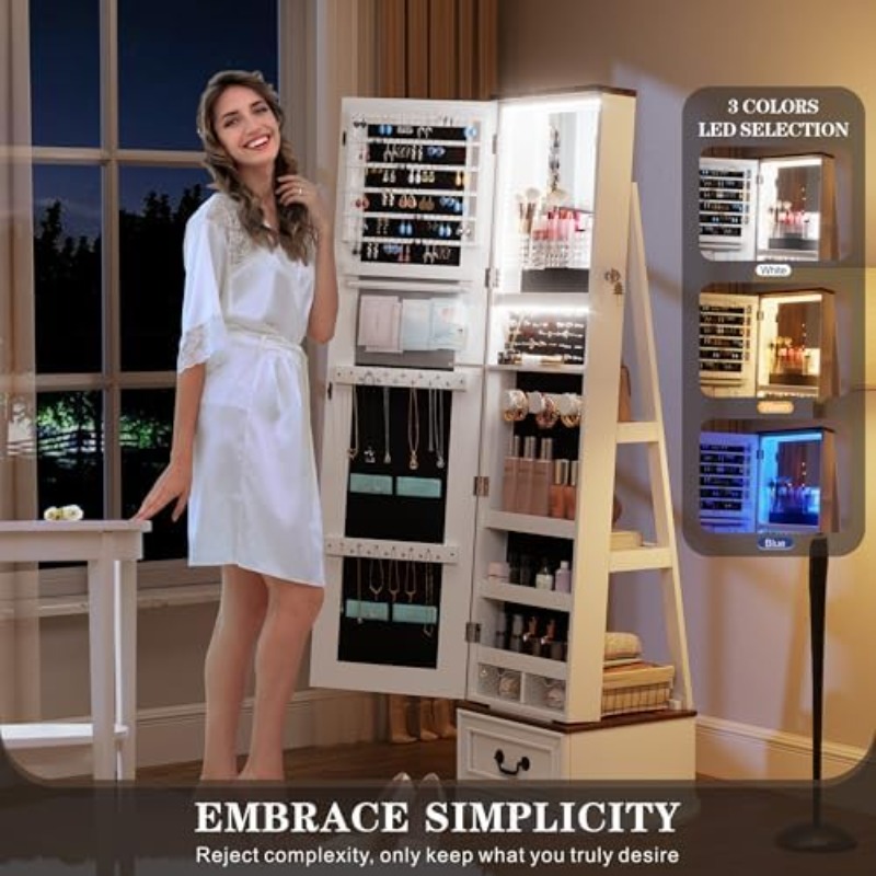 360 ° 回転式ジュエリーアルモアキャビネット（全身鏡付き - Full Length Mirror Jewelry Armoire のレビューと価格