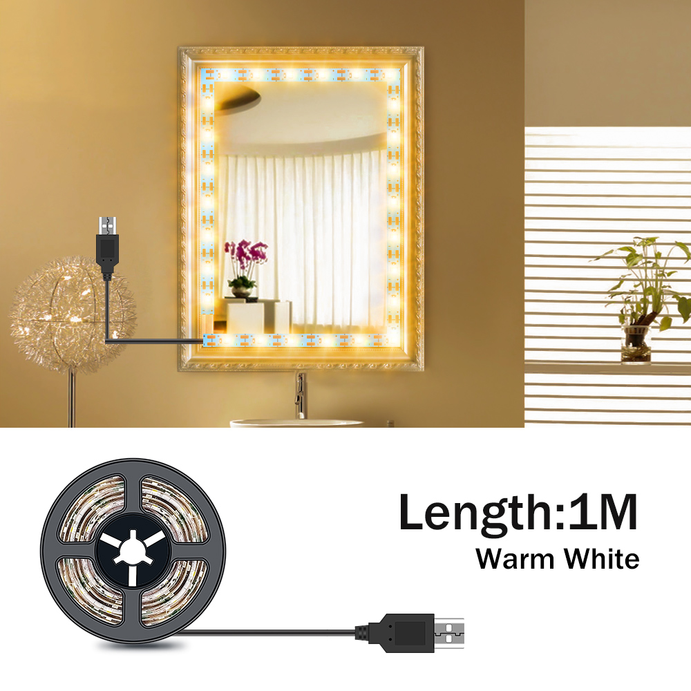 DC5V LED 化粧鏡ライトストリップ USB ドレッシン - Dressing Table Vanity With Lighted Mirror のレビューと価格