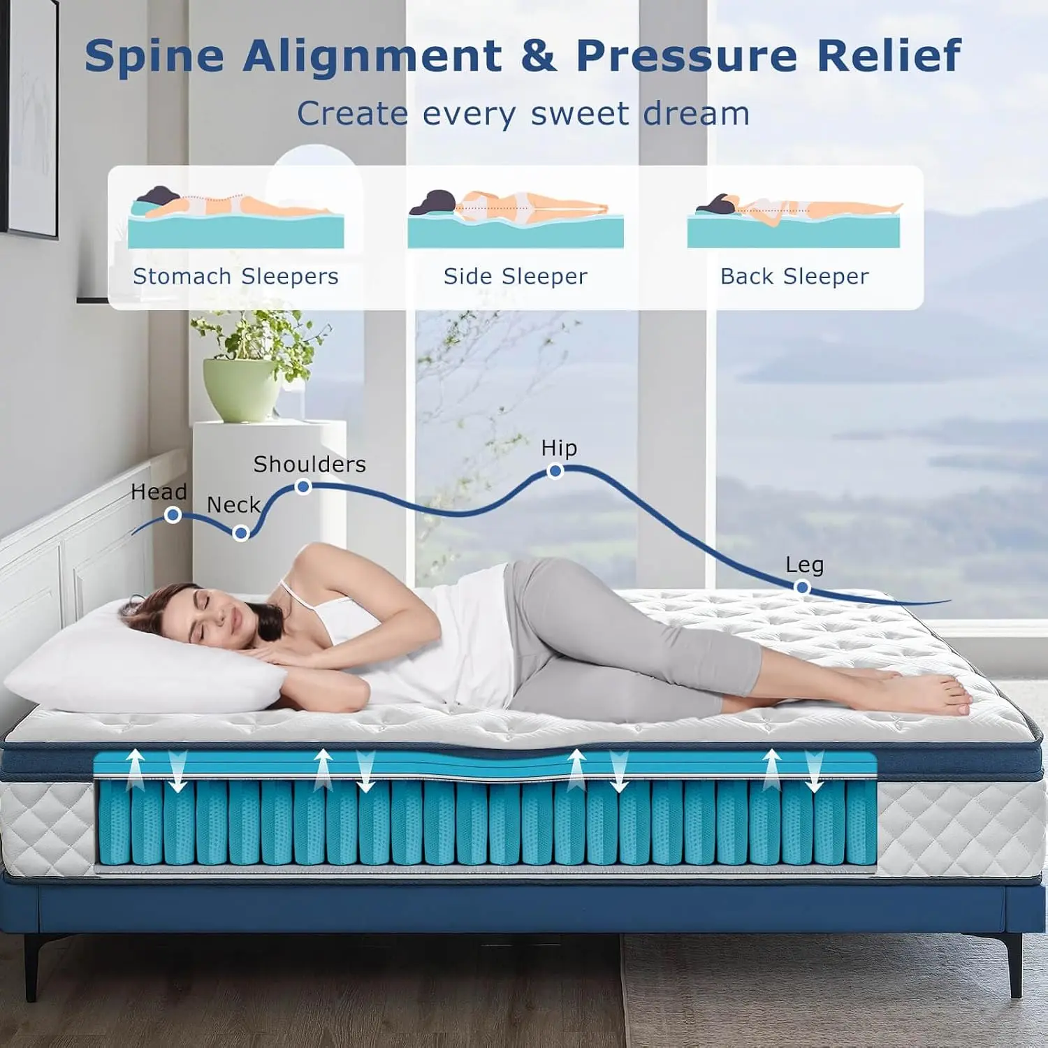 クイーンマットレス、クイーンサイズベッド用12インチ中硬質ハ - Memory Foam Mattress In A Box Queen のレビューと価格