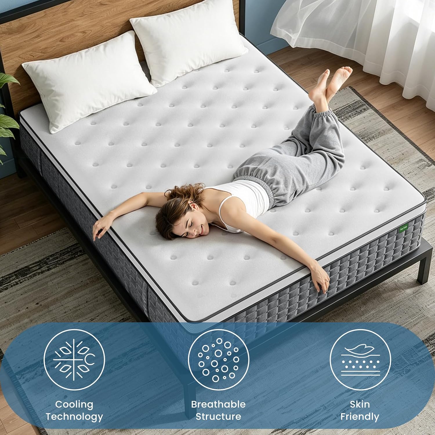 クイーンサイズマットレス、12インチのハイブリッドクイーンサ - Memory Foam Mattress In A Box Queen のレビューと価格