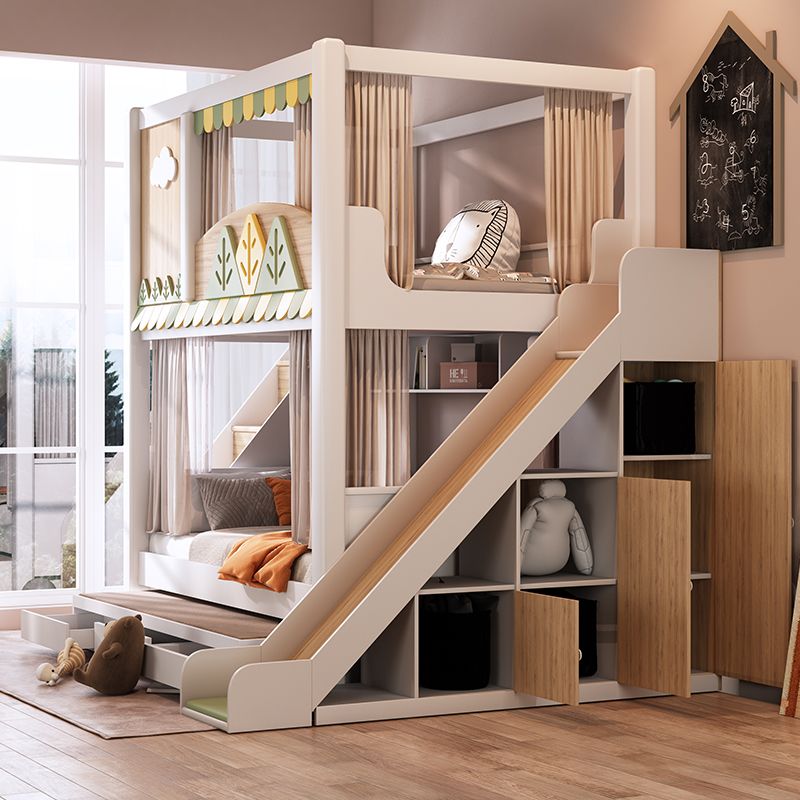 モダンな自然テーマの子供用二段ベッド、スライドと収納階段、引 - Bunk Bed With Stairs And Slide のレビューと価格
