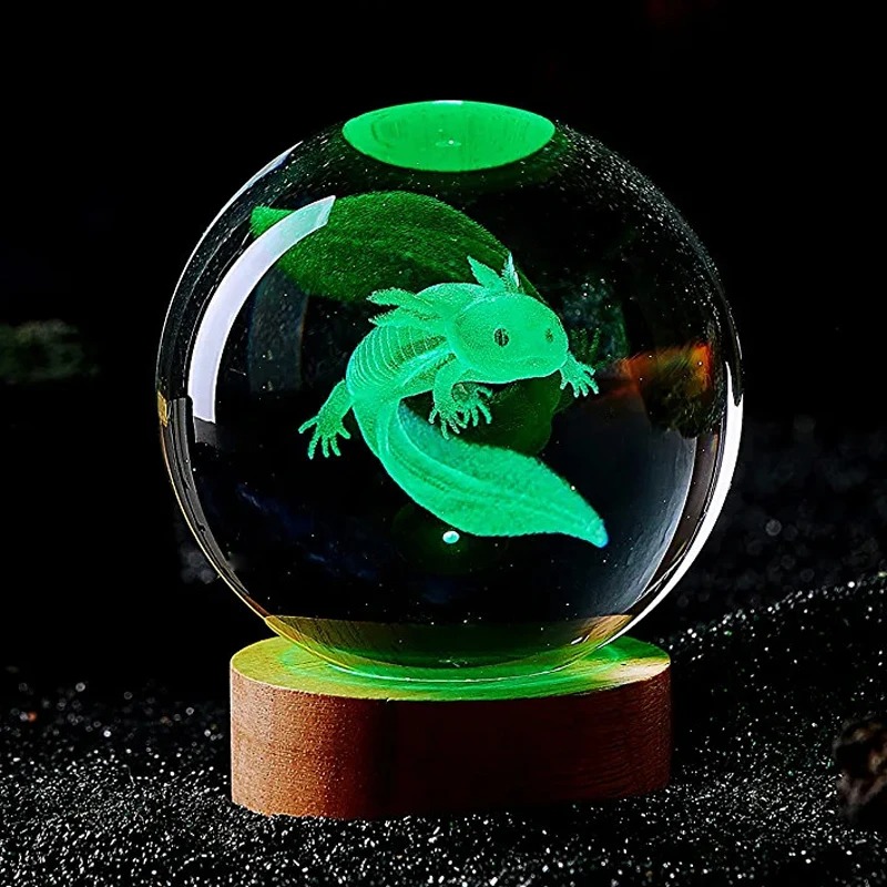 3D アホロートル レーザー彫刻クリスタル ボール色のナイト - Floating Nightstand With Led Light のレビューと価格